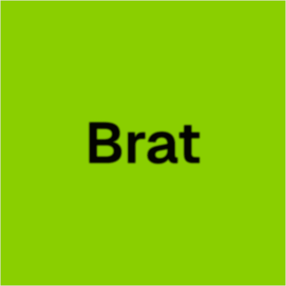 Brat-style graphic printed on a T-shirt mockup